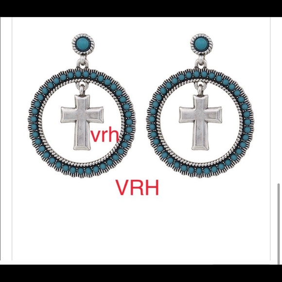 Montana Silversmith Rock 47 Cross Earrings - Picture 2 of 3